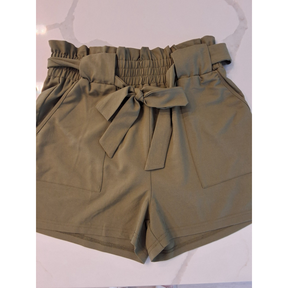 Freeprance Olive Green Paper Bag Deep Front Pocket Short Size L